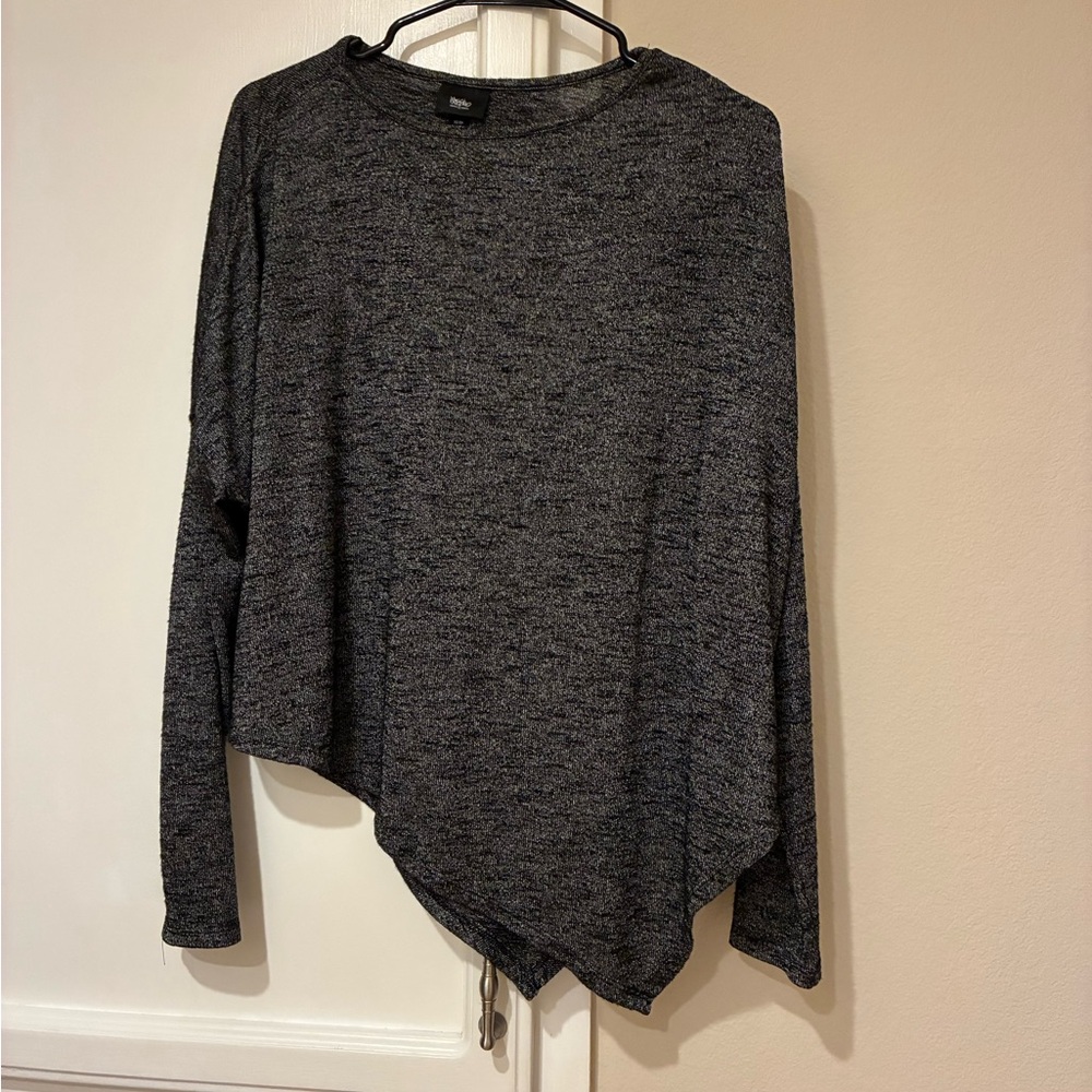Asymmetrical Hem Black and Silver Top